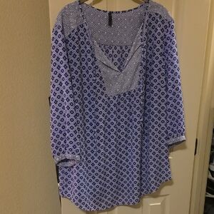 NYDJ Blue and White Patterned Tunic